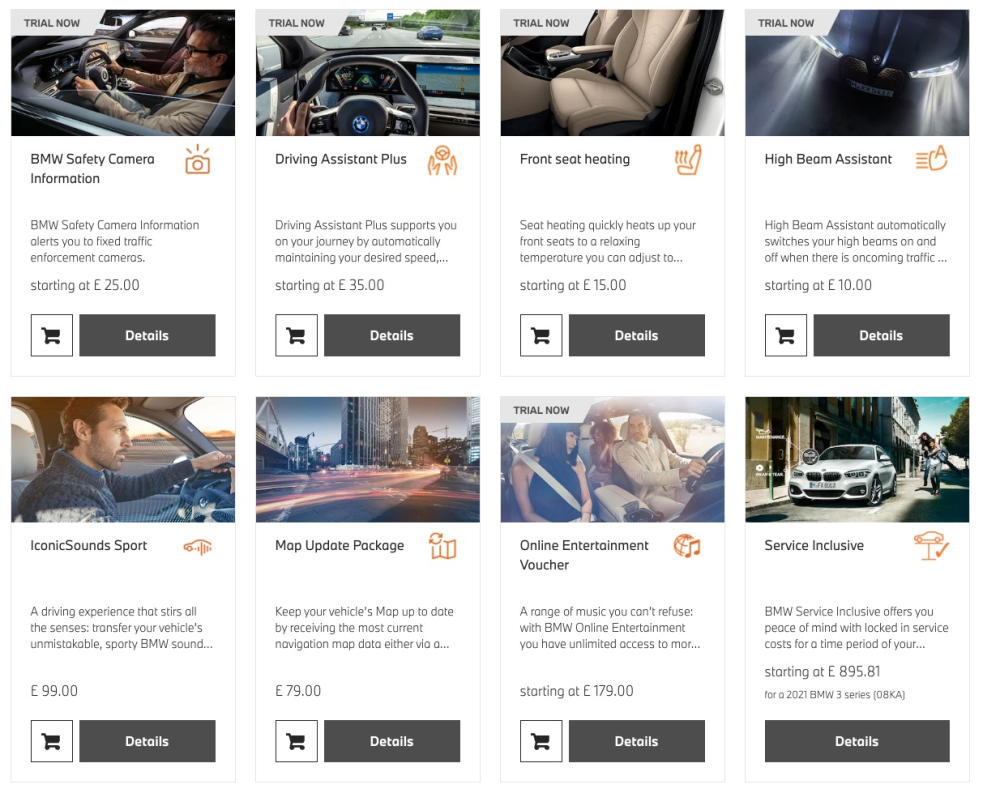 Trên cửa hàng trực tuyến của BMW Anh quốc cũng đã xuất hiện những tính năng thuê bao như sưởi ghế và giả âm thanh động cơ Trên cửa hàng trực tuyến của BMW Anh quốc cũng đã xuất hiện những tính năng thuê bao như sưởi ghế và giả âm thanh động cơ