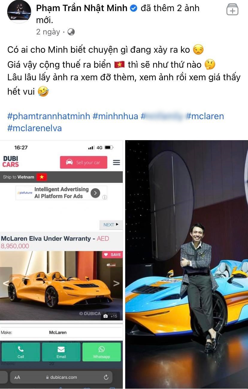 Minh Nhựa tiếp tục thả thính về McLaren Elva, lần này lá giá bán xe