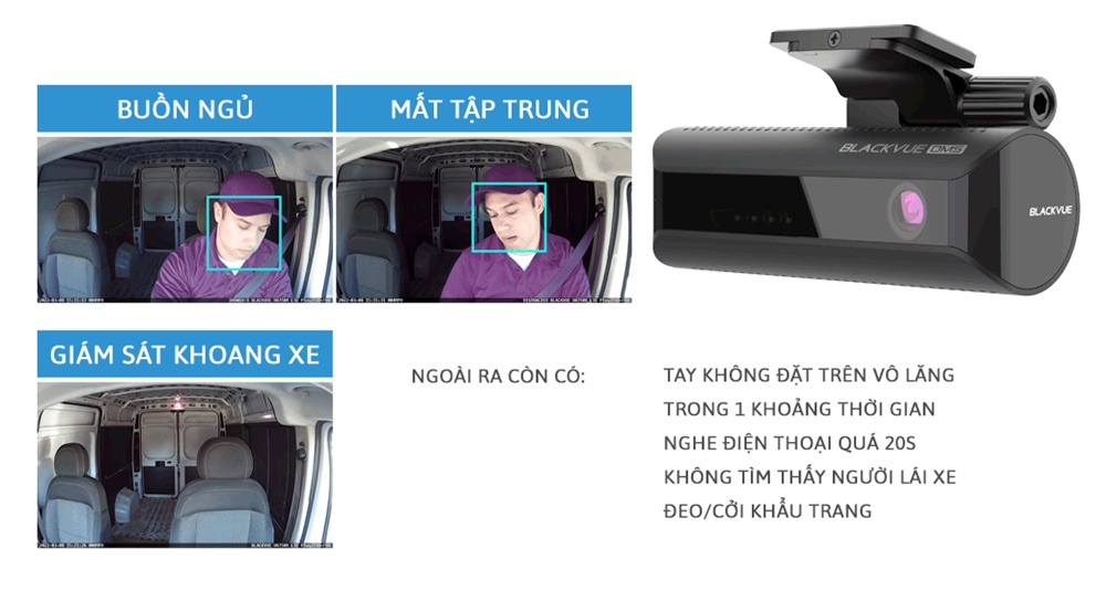 Các tính năng của camera trong xe Blackvue DR900X-2CH DMS Plus Các tính năng của camera trong xe Blackvue DR900X-2CH DMS Plus