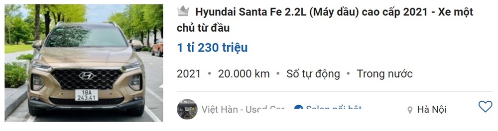 Hyundai Santa Fe cũ không bị mất giá