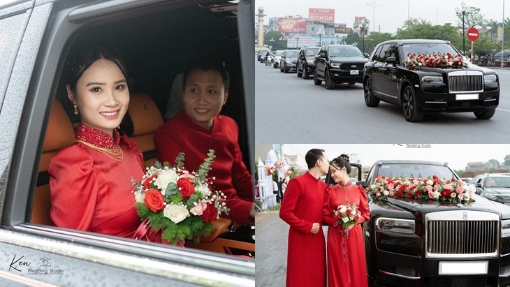 Viên kim cương Rolls-Royce Cullinan làm xe hoa trong đám cưới ở Hưng Yên