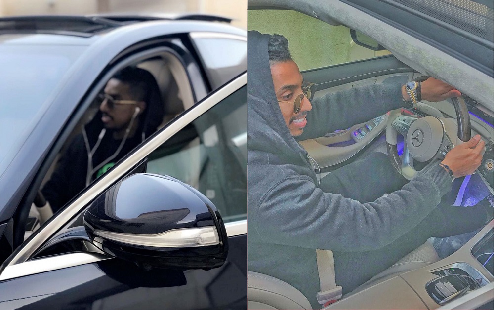 Salem Al-Dawsari ngồi sau vô lăng của một chiếc xe sang Mercedes-Benz