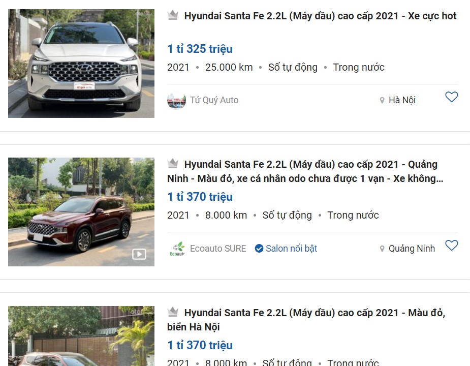 Hyundai Santa Fe 2.2 Dầu cao cấp