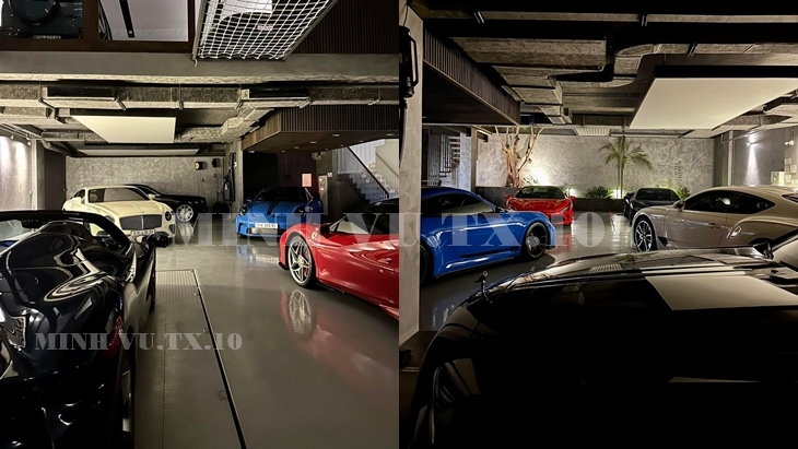 Hình ảnh garage dưới hầm chứa các xe 2 cửa của Cường Đô-la