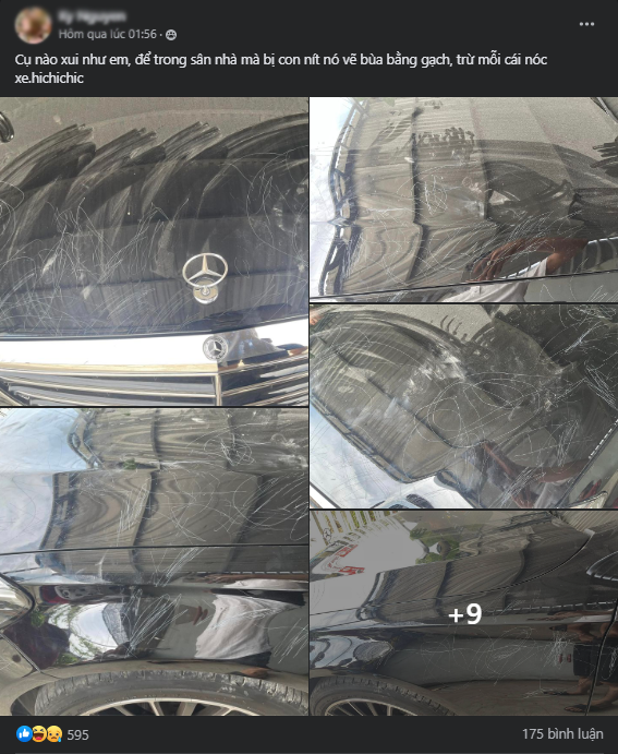 Xe Mercedes bị vẽ bùa