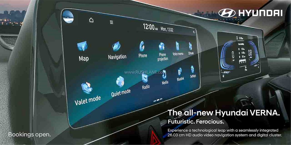 Màn hình cỡ lớn đặt nổi trên mặt táp-lô của Hyundai Accent 2023