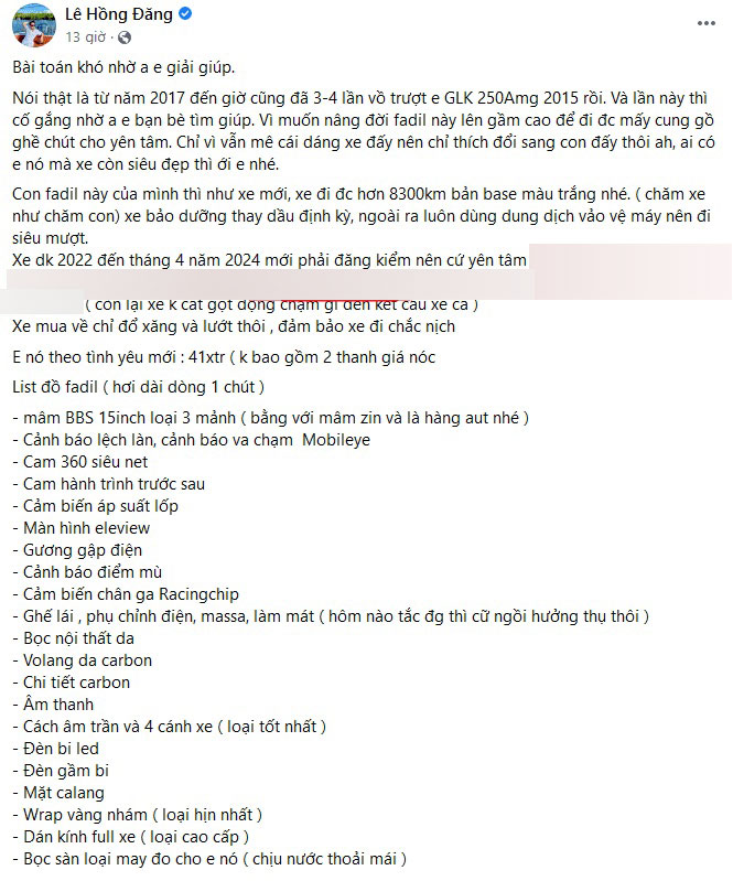 Diễn viên Hồng Đăng rao bán Vinfast Fadil, cam kết chăm xe như chăm con, tiền độ đắt hơn tiền xe