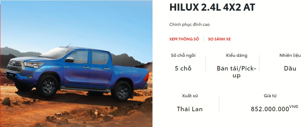 Toyota Hilux 2023 lặng lẽ quay trở lại Việt Nam, nhập khẩu Thái Lan, giá từ 852 triệu đồng