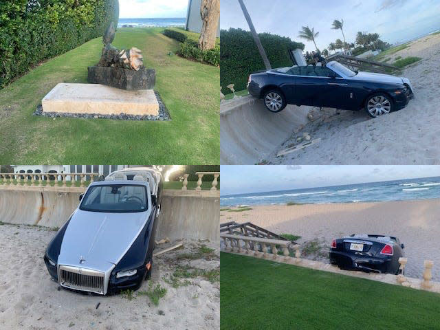 Nữ tài xế lái Rolls-Royce Dawn tông đổ bức tượng trị giá 3 triệu đô Nữ tài xế lái Rolls-Royce Dawn tông đổ bức tượng trị giá 3 triệu đô