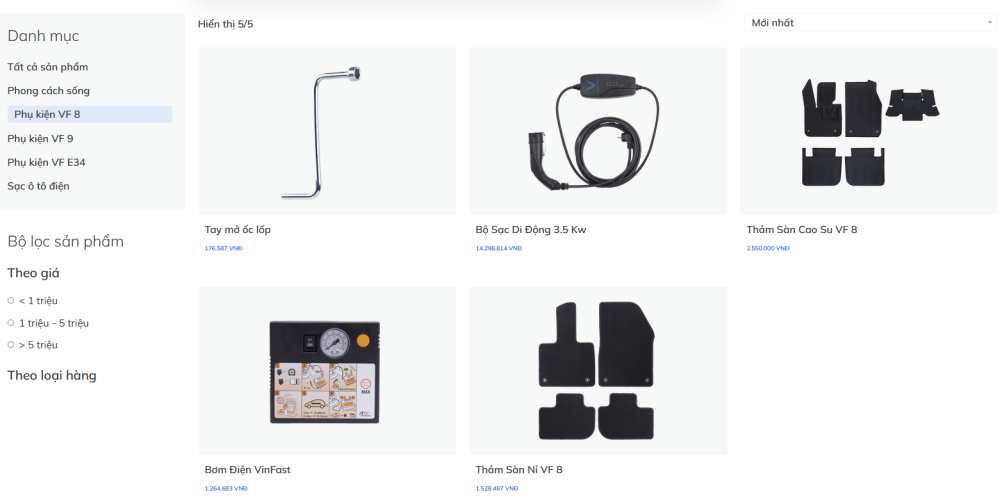 Phụ kiện dành cho VinFast VF8 Phụ kiện dành cho VinFast VF8