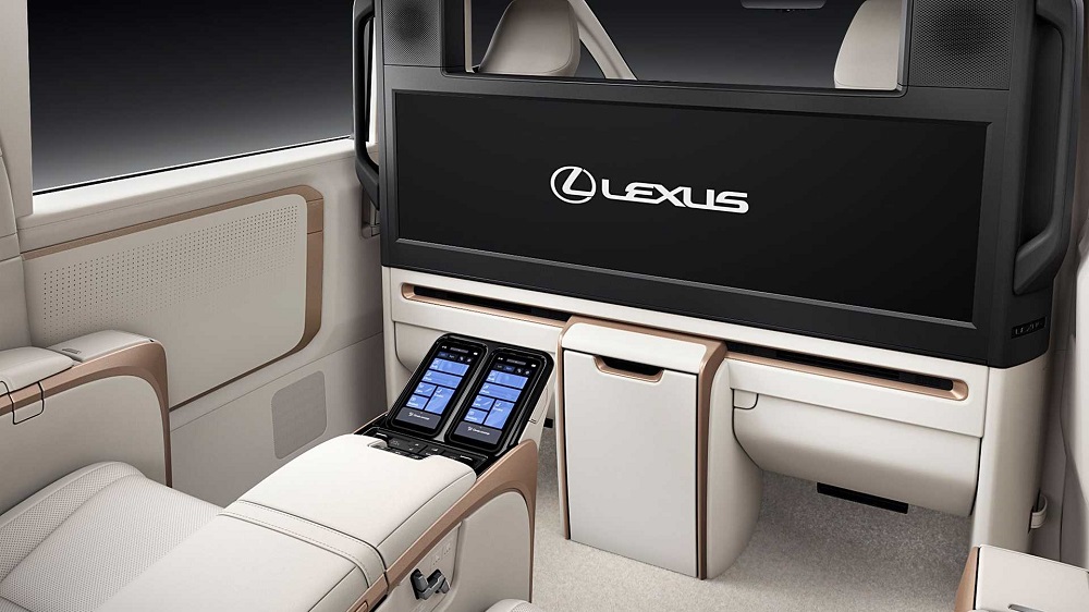 Vách ngăn tích hợp màn hình 48 inch của Lexus LM 2023 Vách ngăn tích hợp màn hình 48 inch của Lexus LM 2023