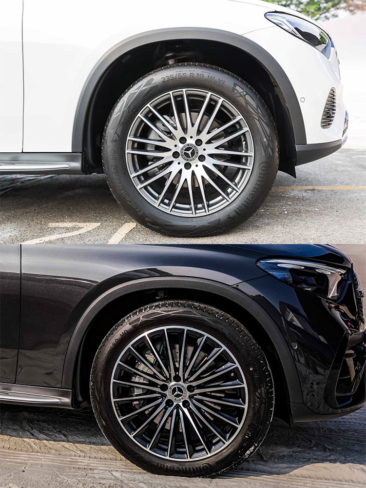 Vành la-zăng của Mercedes-Benz GLC 200 4Matic (trên) và GLC 300 4Matic 2023 (dưới)
