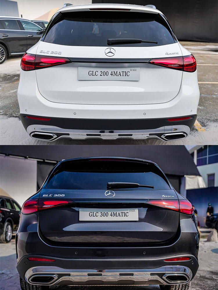 Cản sau của Mercedes-Benz GLC 200 4Matic và GLC 300 4Matic 2023 cũng khác nhau
