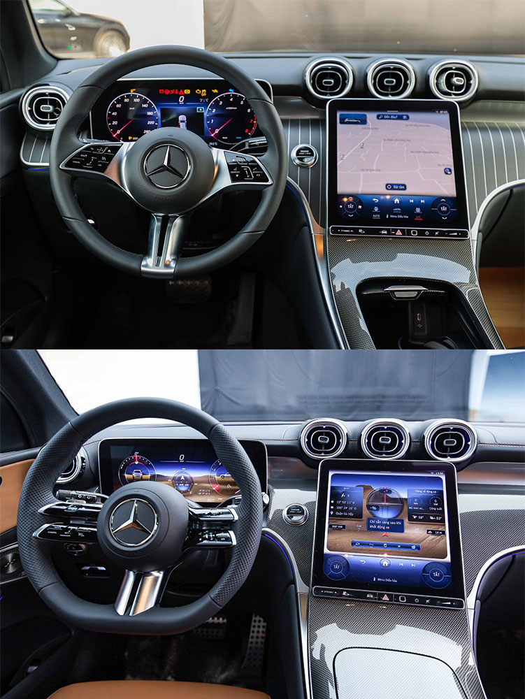 Nội thất của Mercedes-Benz GLC 200 4Matic (trên) và GLC 300 4Matic 2023 (dưới)