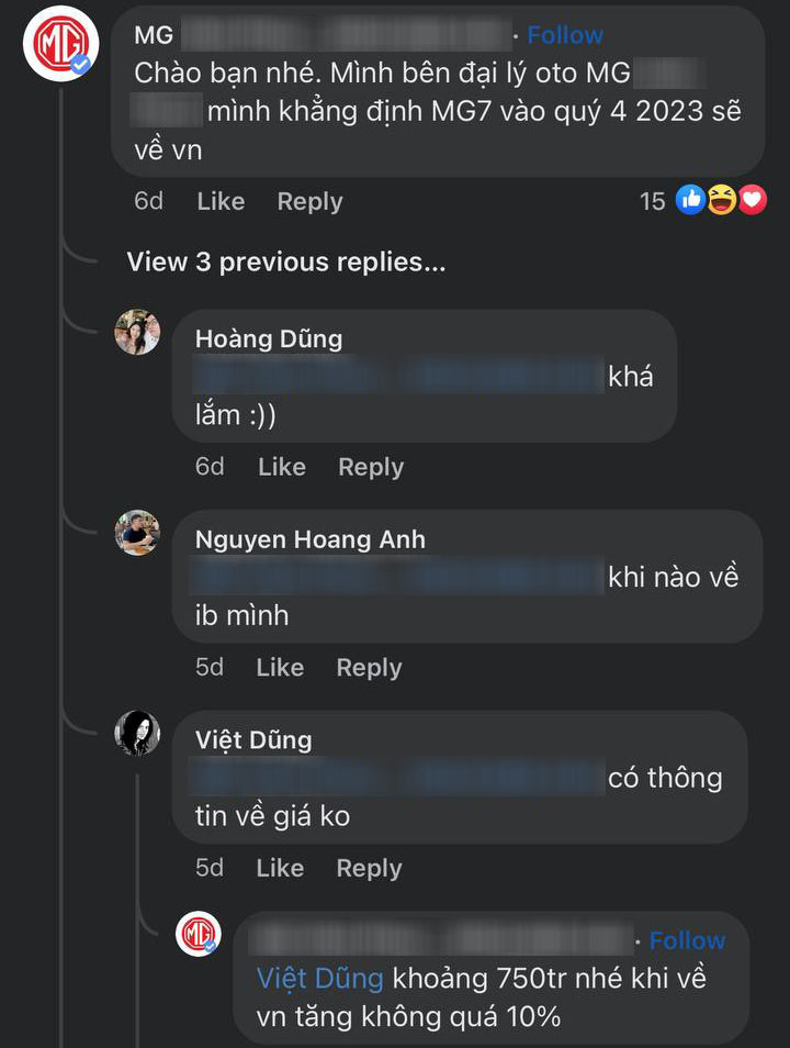 Đại lý hé lộ thời điểm ra mắt và giá bán dự kiến của MG7 tại Việt Nam