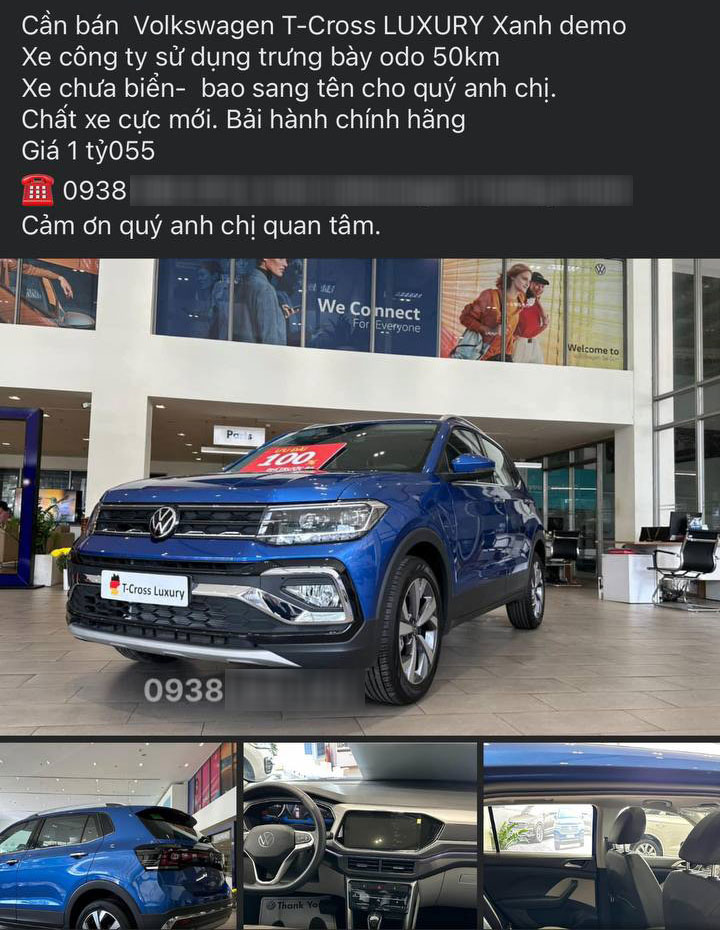 Showroom rao bán xe demo Volkswagen T-Cross có số ODO chỉ 50 km, rẻ hơn gần 250 triệu so với xe mới