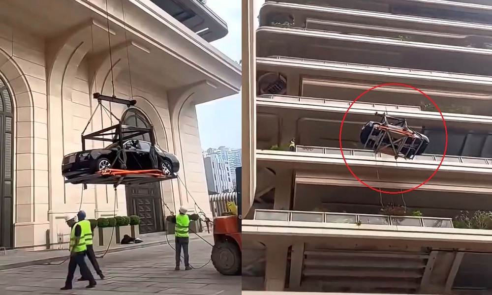 Tỷ phú cẩu chiếc Rolls-Royce Ghost của mình lên căn penthouse ở tầng 44