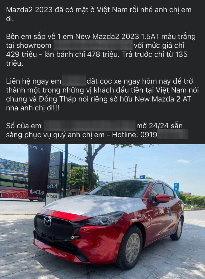 Nhân viên tư vấn bán hàng tại đại lý nhận cọc và hé lộ giá bán khởi điểm của Mazda2 2023
