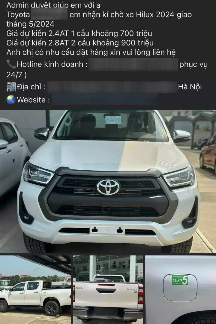 Đại lý nhận cọc cho Toyota Hilux 2024, có 2 phiên bản, giá khởi điểm từ 700 triệu đồng