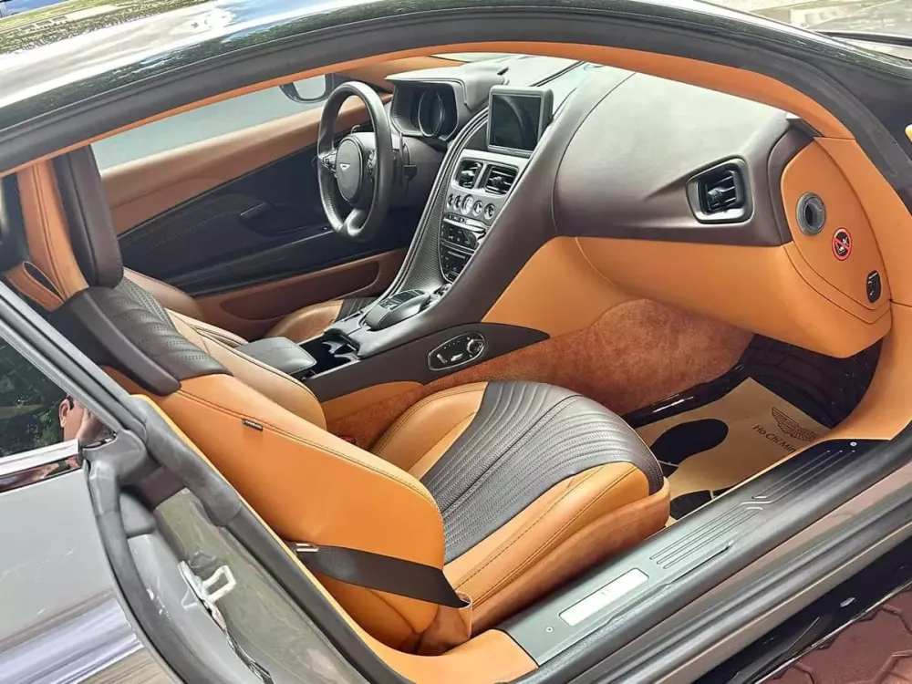 Close-up of the Aston Martin DB11 V8's interior