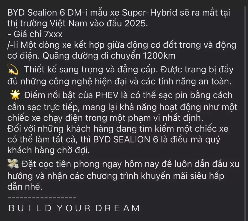 Đại lý hé lộ BYD Sealion 6 DM-i sắp được bán ở Việt Nam, giá chỉ hơn 700 triệu đồng Đại lý hé lộ BYD Sealion 6 DM-i sắp được bán ở Việt Nam, giá chỉ hơn 700 triệu đồng