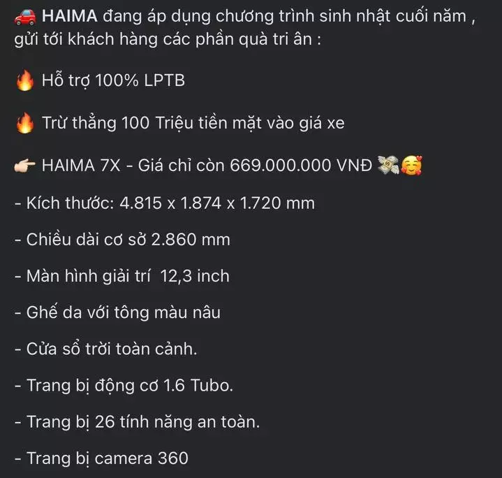 Sau 1 năm ra mắt Việt Nam, giá Haima 7X chạm đáy, chỉ còn 669 triệu đồng
