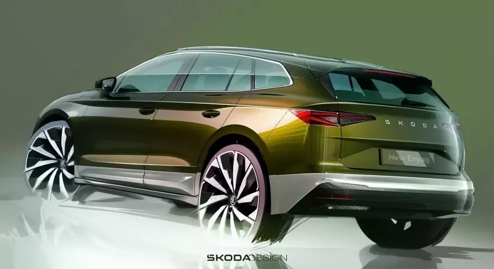 Hình ảnh phác họa của Skoda Enyaq 2025 do hãng tung ra