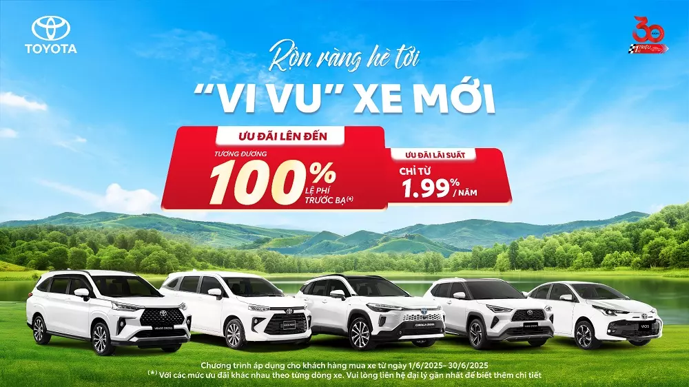 Toyota ưu đãi đến 100% lệ phí trước bạ cho khách hàng mua xe trong tháng 6 Toyota ưu đãi đến 100% lệ phí trước bạ cho khách hàng mua xe trong tháng 6
