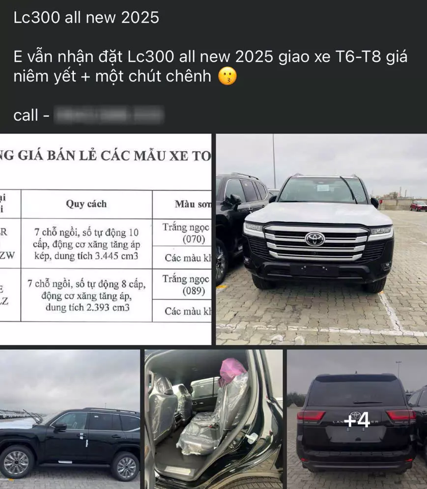 Toyota Land Cruiser LC300 2025 có giá từ 4,58 tỷ đồng, vẫn kèm lạc tại đại lý Toyota Land Cruiser LC300 2025 có giá từ 4,58 tỷ đồng, vẫn kèm lạc tại đại lý