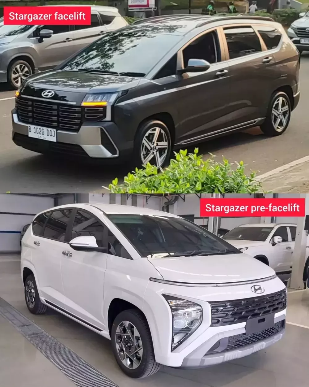 So sánh thiết kế phía trước của Hyundai Stargazer 2026 (trên) và phiên bản cũ (dưới) So sánh thiết kế phía trước của Hyundai Stargazer 2026 (trên) và phiên bản cũ (dưới)