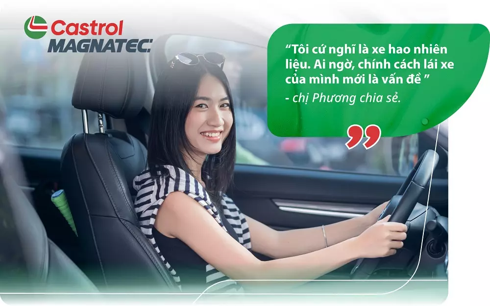 “Tôi cứ nghĩ là xe hao nhiên liệu. Ai ngờ, chính cách lái xe của mình mới là vấn đề”, chị Phương chia sẻ. “Tôi cứ nghĩ là xe hao nhiên liệu. Ai ngờ, chính cách lái xe của mình mới là vấn đề”, chị Phương chia sẻ.