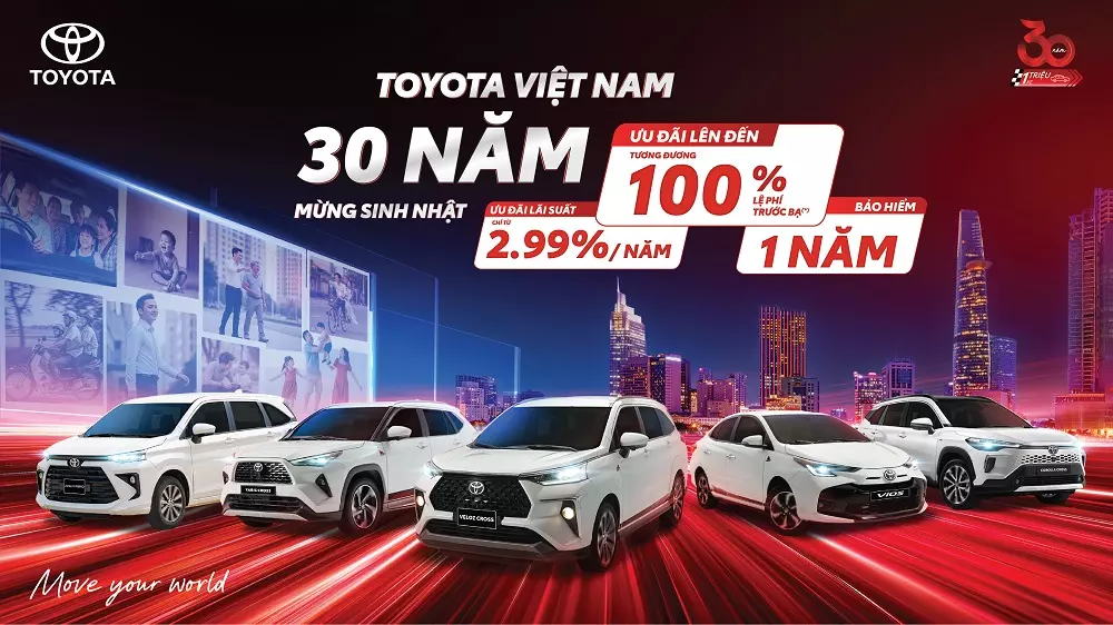 Bùng nổ ưu đãi chúc mừng sinh nhật 30 năm của Toyota Việt Nam Bùng nổ ưu đãi chúc mừng sinh nhật 30 năm của Toyota Việt Nam