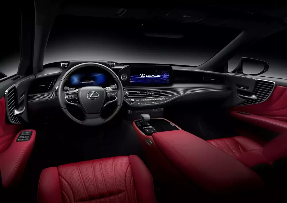 Nội thất của Lexus LS Heritage Edition 2026 được bọc da màu đỏ Nội thất của Lexus LS Heritage Edition 2026 được bọc da màu đỏ