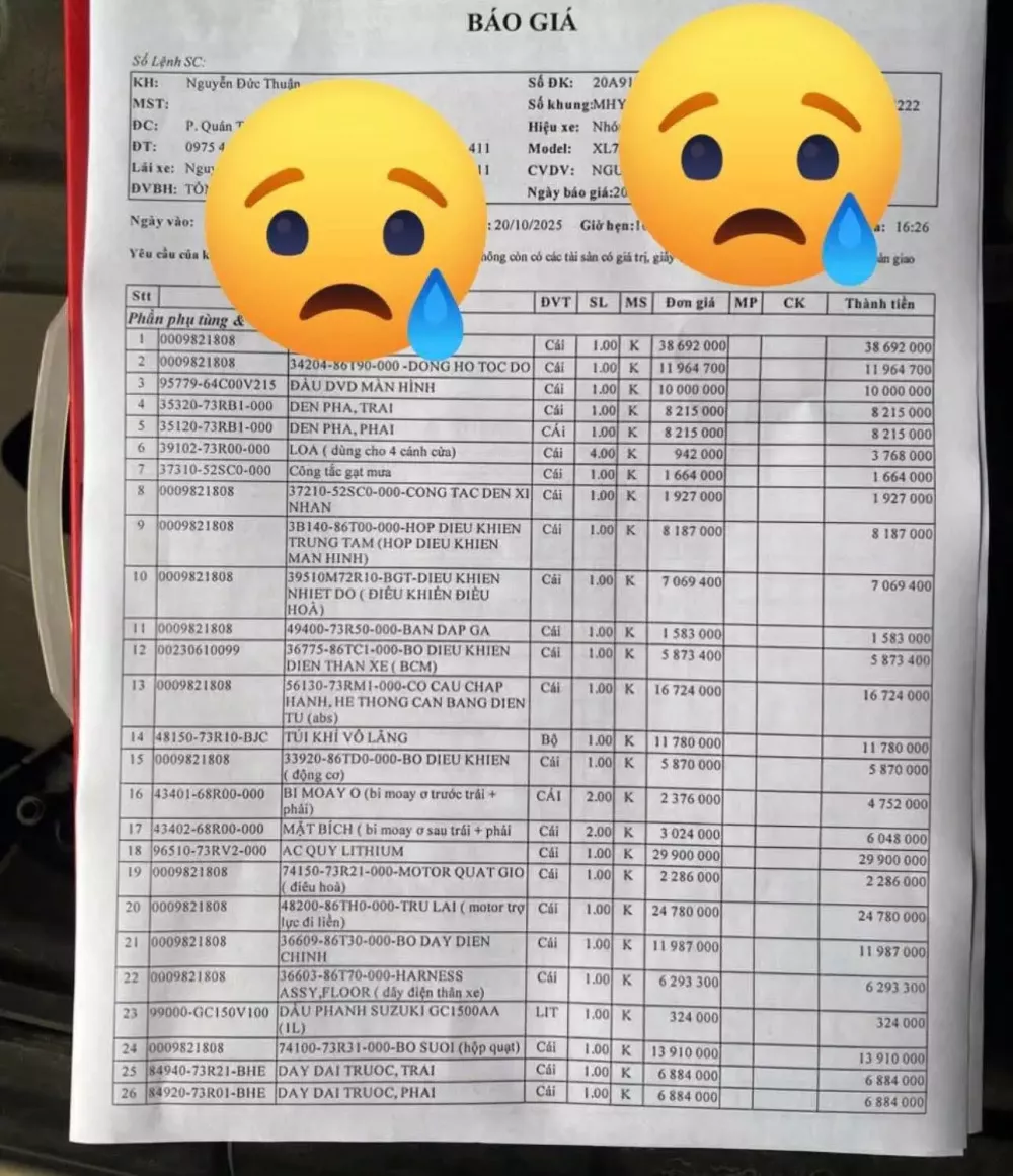 Suzuki XL7 ngập nước được báo giá sửa lên đến 630 triệu, đắt hơn cả xe mới Suzuki XL7 ngập nước được báo giá sửa lên đến 630 triệu, đắt hơn cả xe mới