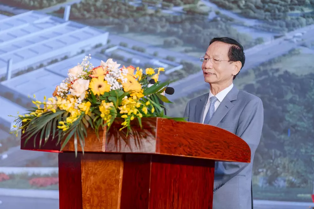 Ông Vũ Văn Tiền - Chủ tịch tập đoàn Geleximco - phát biểu tại Lễ khởi công Nhà máy