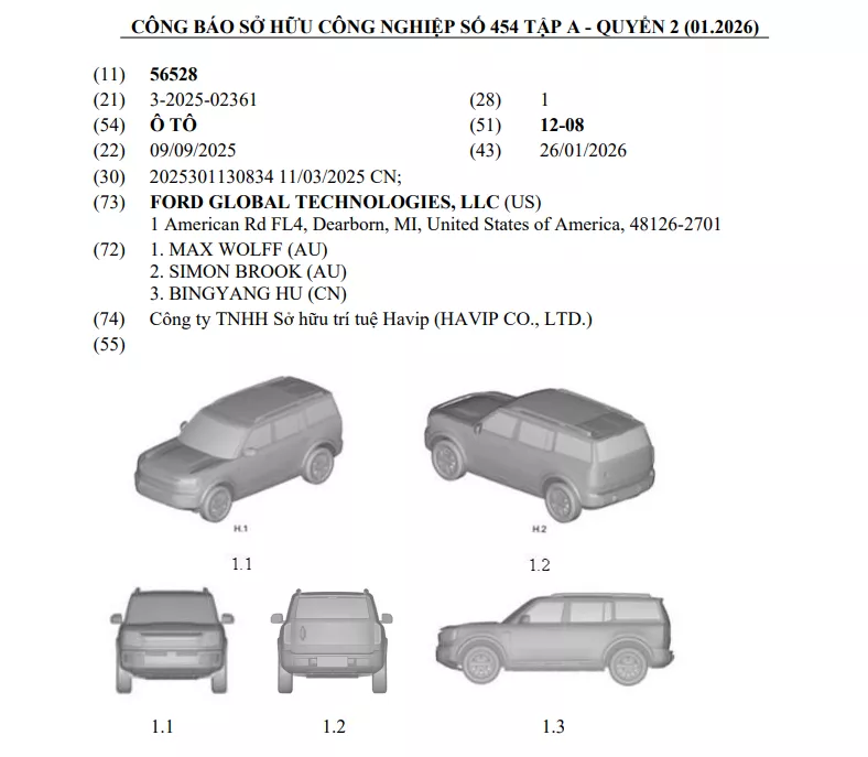 Ford Bronco được đăng ký bảo hộ kiểu dáng công nghiệp ở Việt Nam Ford Bronco được đăng ký bảo hộ kiểu dáng công nghiệp ở Việt Nam