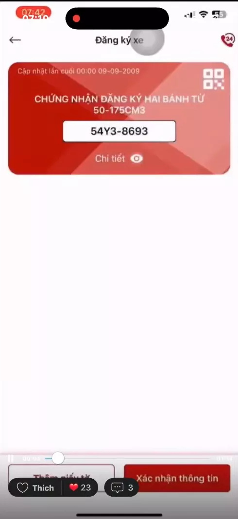 Chọn mục giấy đăng ký xe