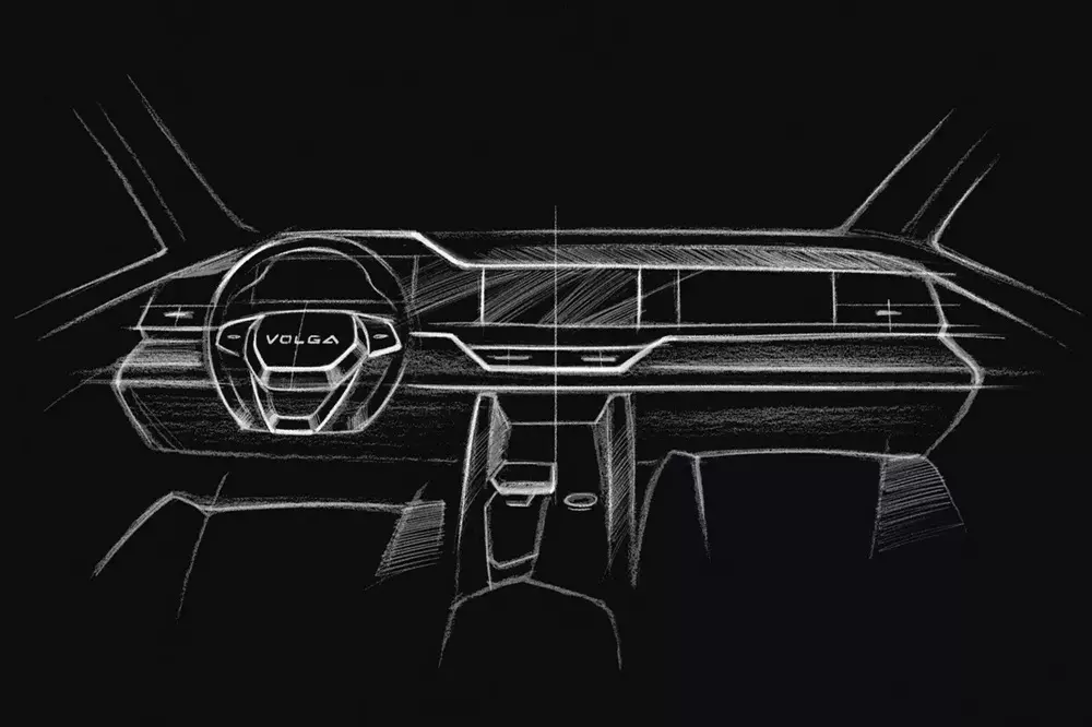 Hình ảnh phác họa nội thất bên trong mẫu xe đầu tiên của Volga.