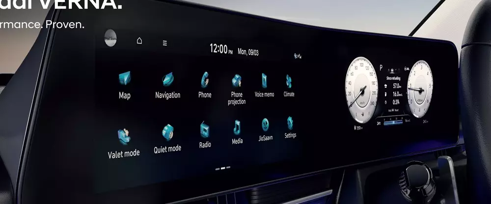 Màn hình cong tích hợp cặp màn hình 10,25 inch của Hyundai Accent 2026.