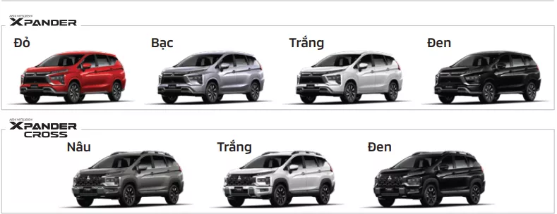 Các lựa chọn màu sắc của Mitsubishi Xpander 2026