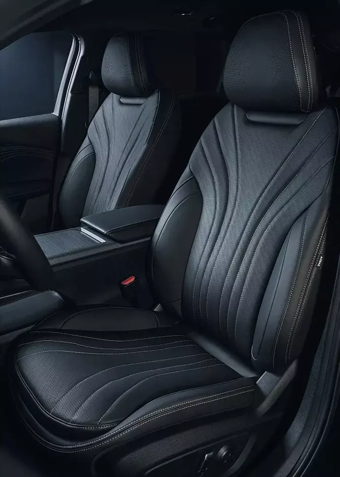 Ghế của Volga C50 được bọc da màu tối