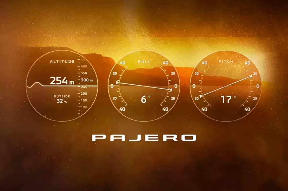 Bảng đồng hồ kỹ thuật số thể hiện rõ chất off-road của Mitsubishi Pajero 2027