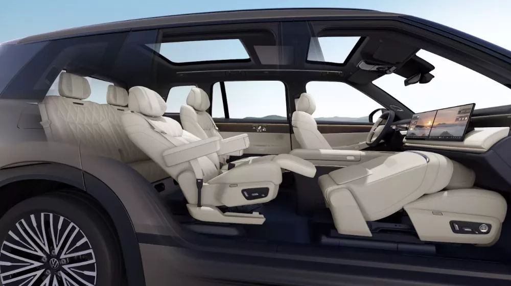 Volkswagen ID. Era 9X được trang bị nội thất 3 hàng ghế với 7 chỗ ngồi Volkswagen ID. Era 9X được trang bị nội thất 3 hàng ghế với 7 chỗ ngồi