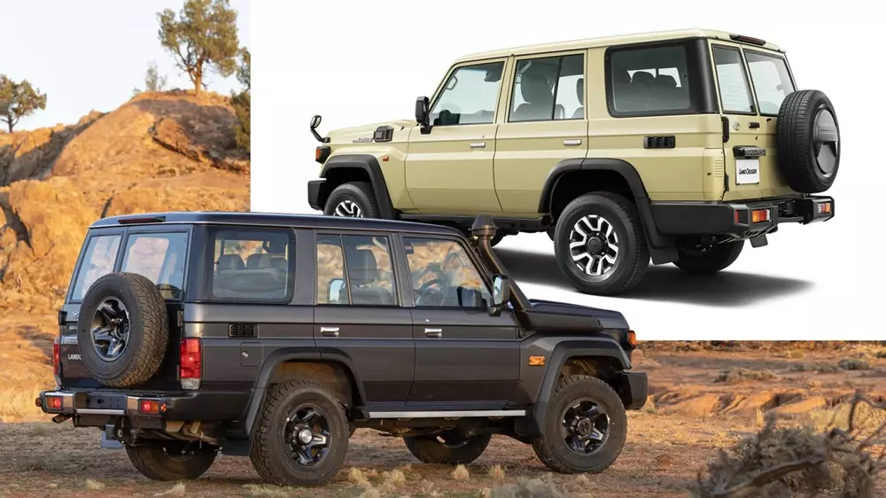 Toyota Land Cruiser 70 Series dành cho Nhật Bản (trên) và xe ở các thị trường khác (dưới) Toyota Land Cruiser 70 Series dành cho Nhật Bản (trên) và xe ở các thị trường khác (dưới)